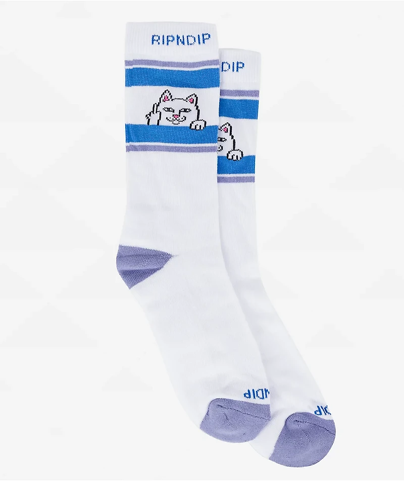 RIPNDIP Peeking White Crew Socks