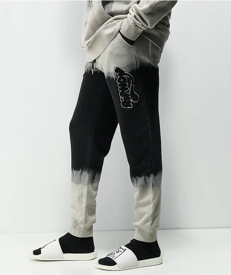 RIPNDIP Riptail Grey & Black Tie Dye Jogger Sweatpants
