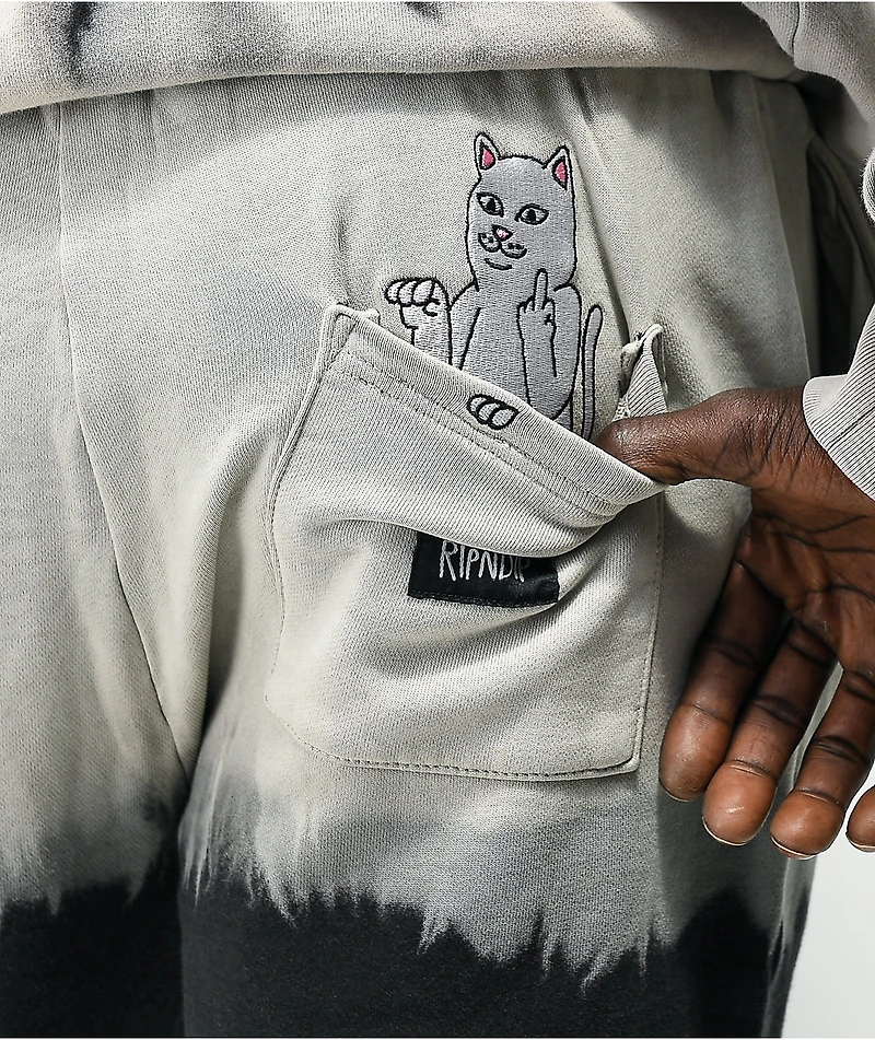 RIPNDIP Riptail Grey & Black Tie Dye Jogger Sweatpants