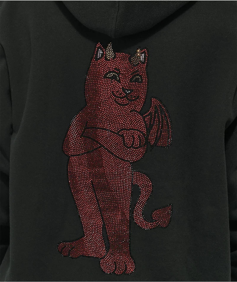 RIPNDIP Sent From Heck Black Rhinestone Hoodie