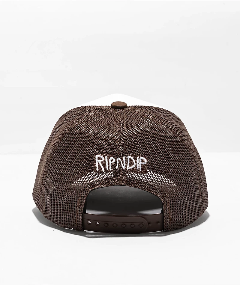 RIPNDIP Skull Face Brown & White Trucker Hat