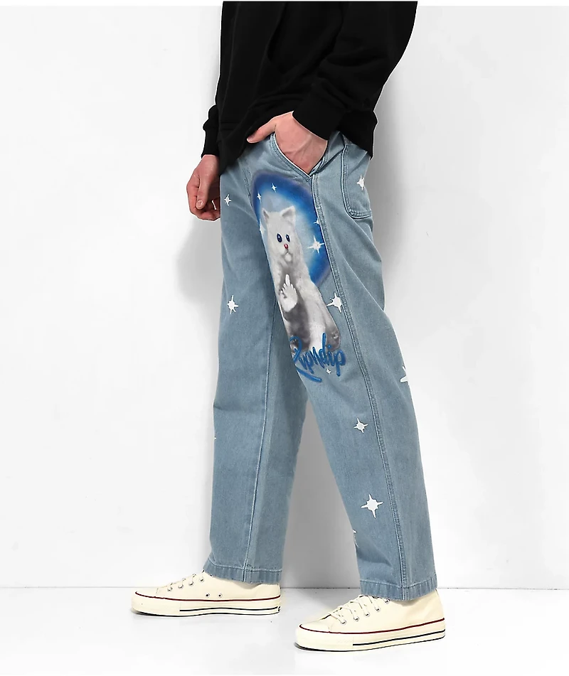 RIPNDIP Sprinkles Wide Leg Blue Denim Jeans