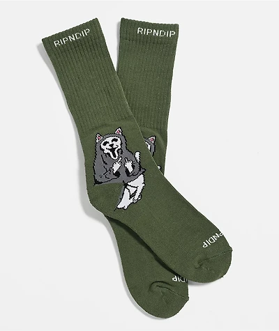 RIPNDIP Trick Or Treat Dark Green Crew Socks