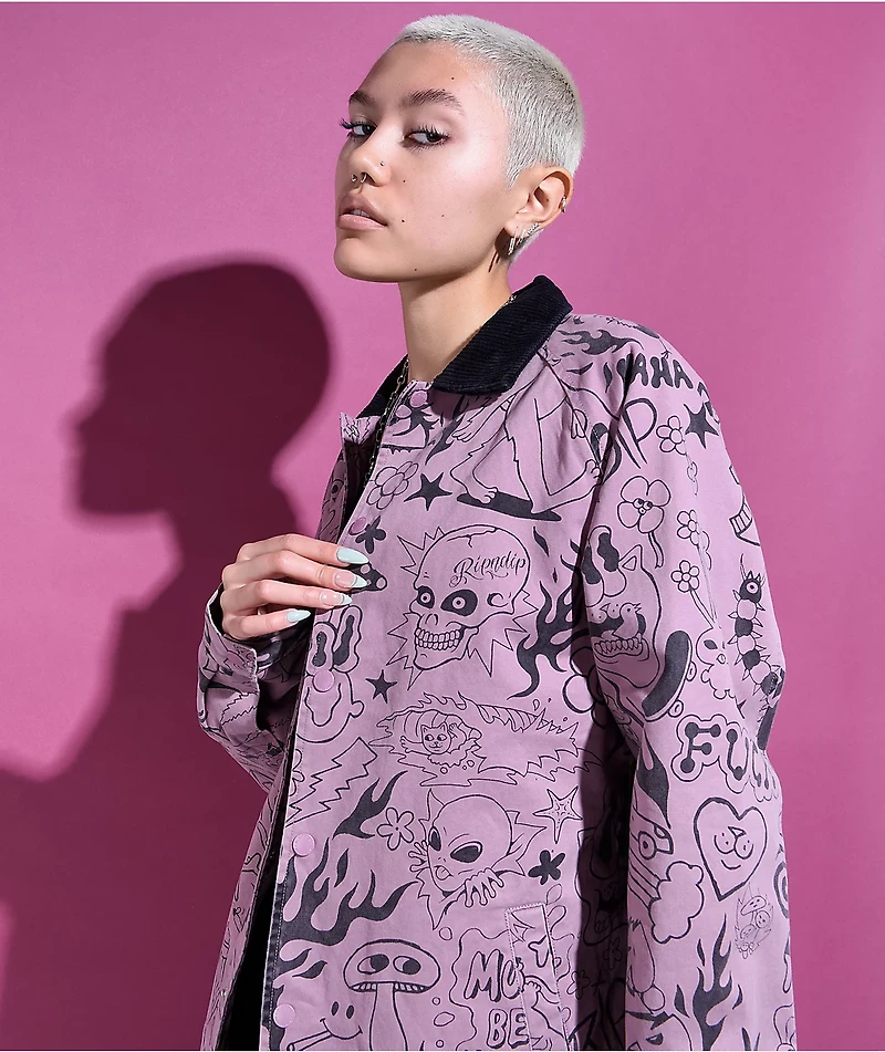 RIPNDIP We Dont Care Mauve Coaches Jacket