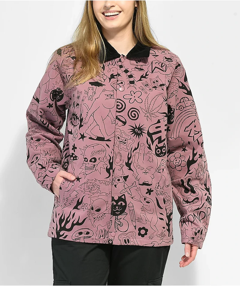 RIPNDIP We Dont Care Mauve Coaches Jacket