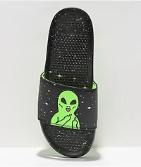 RIPNDIP We Out Here Black & Neon Green Slide Sandals