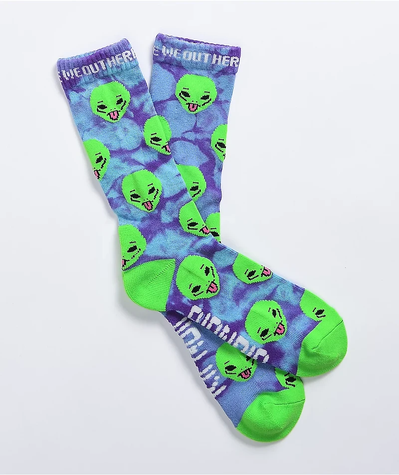 RIPNDIP We Out Here Purple Tie Dye Crew Socks