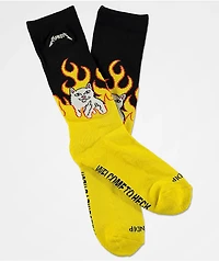 RIPNDIP Welcome To Heck Black & Yellow Crew Socks