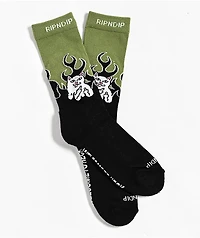 RIPNDIP Welcome To Heck Forest Green Crew Socks