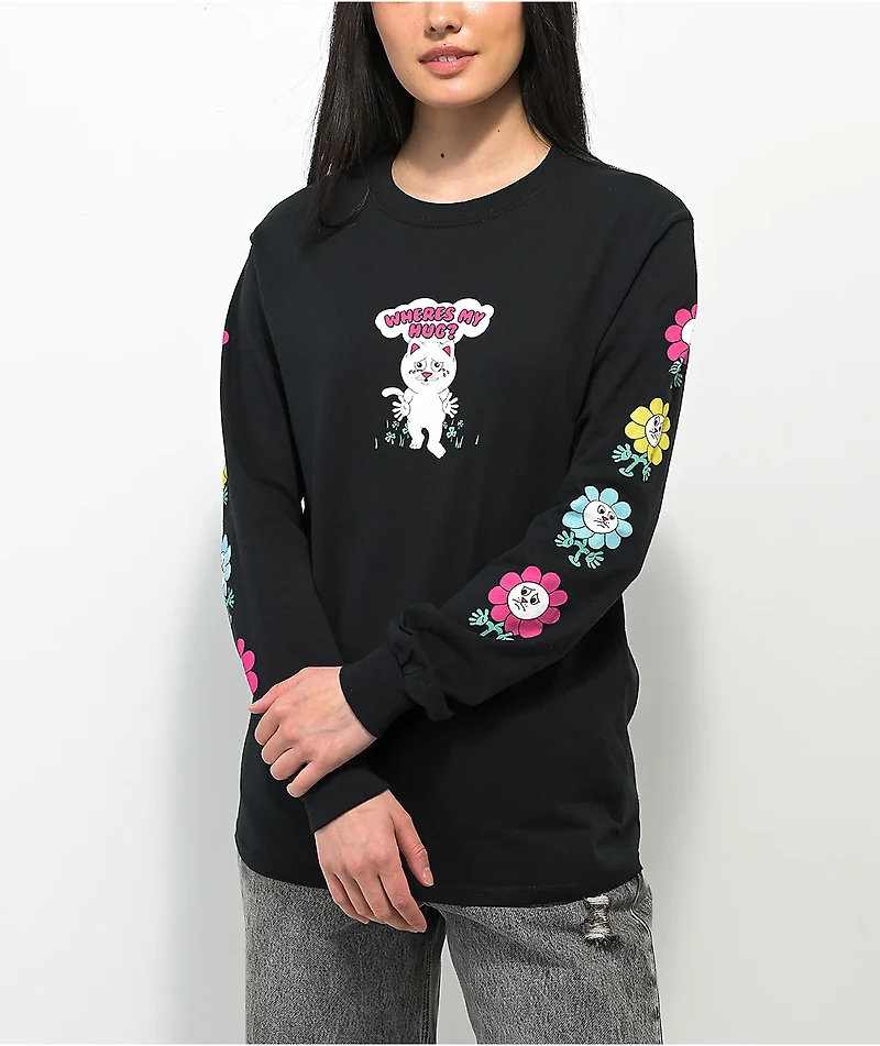 RIPNDIP Where's My Hug Black Long Sleeve T-Shirt