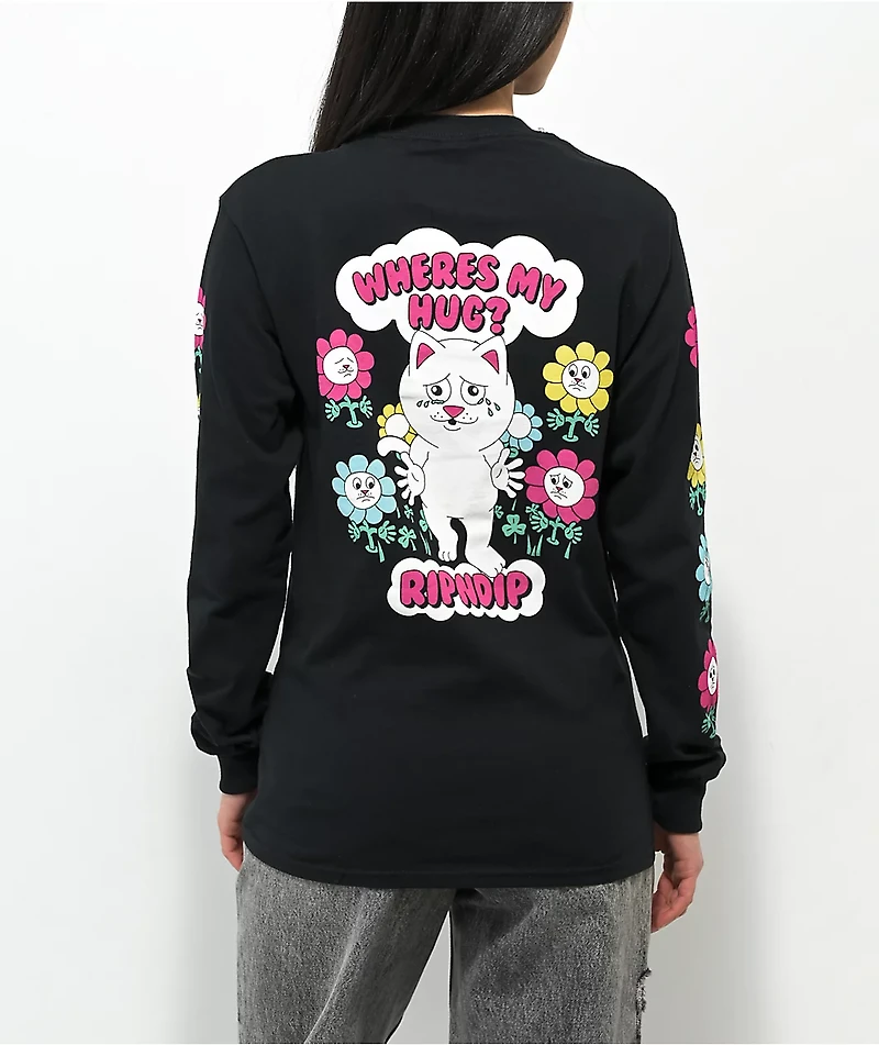 RIPNDIP Where's My Hug Black Long Sleeve T-Shirt