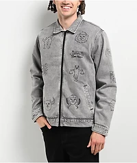RIPNDIP x Walter Mercado Zodiac Mucho Grey Wash Denim Work Jacket