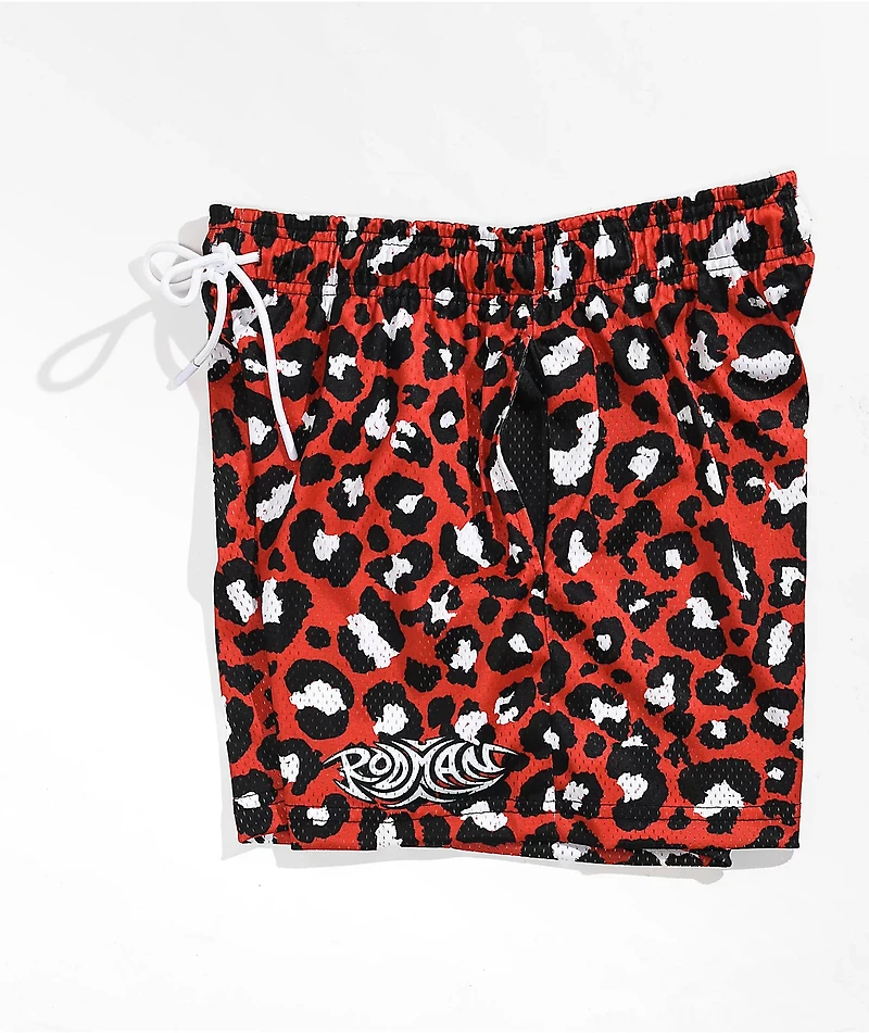 RODMAN BRAND Cheetah Red Mesh Shorts