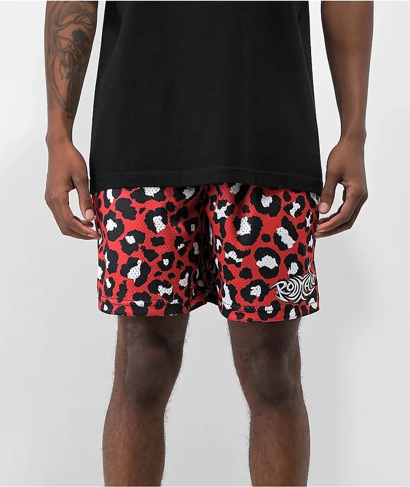 RODMAN BRAND Cheetah Red Mesh Shorts