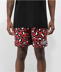 RODMAN BRAND Cheetah Red Mesh Shorts