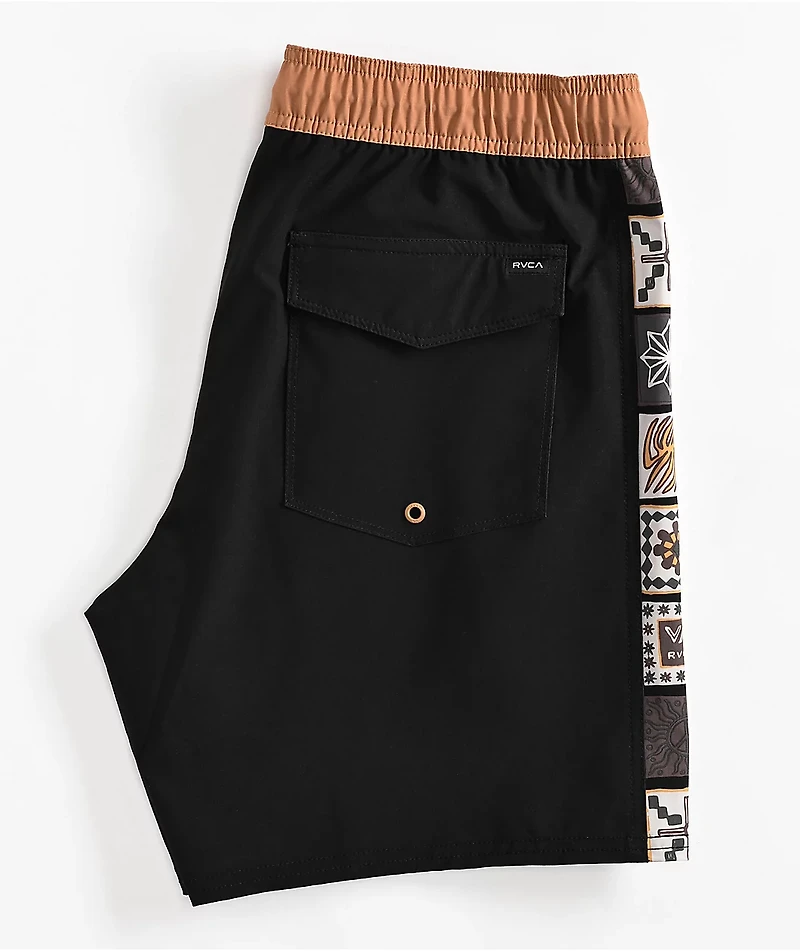 RVCA Apex Elastic Waist Black Camel Board Shorts