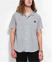 RVCA Dayshift Blue Stripe Short Sleeve Button Up Shirt