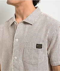 RVCA Dayshift Stripe II Natural Short Sleeve Button Up Shirt