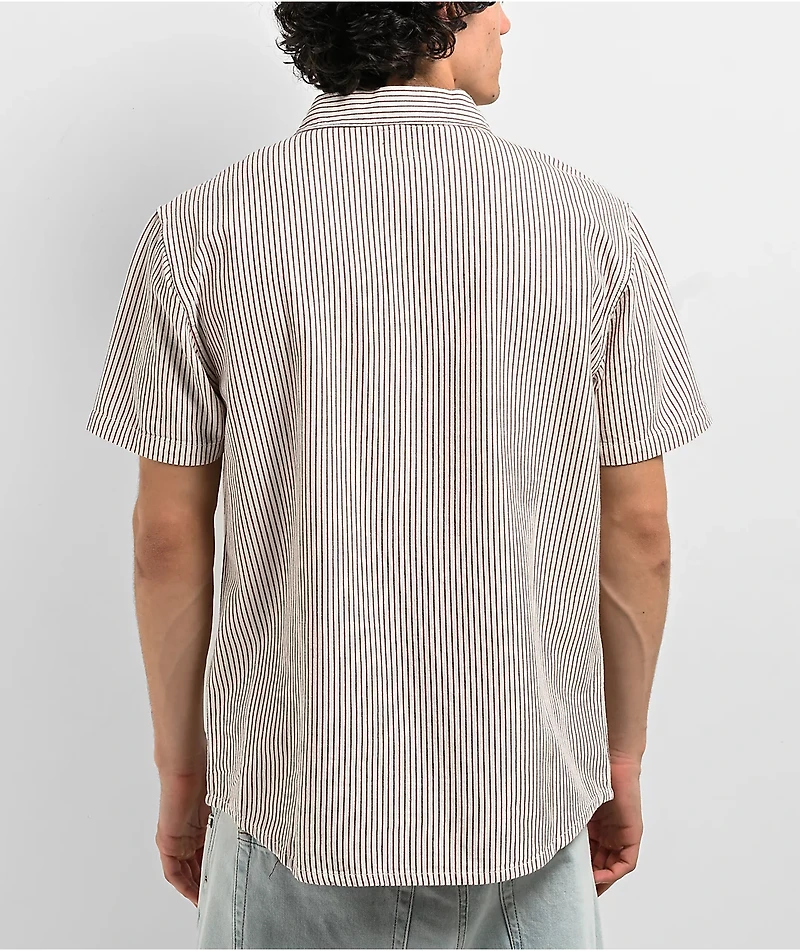 RVCA Dayshift Stripe II Natural Short Sleeve Shirt