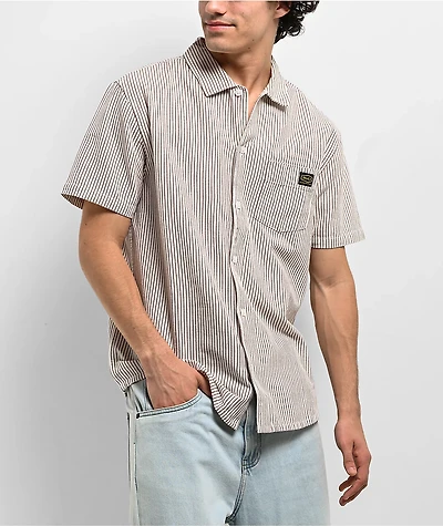 RVCA Dayshift Stripe II Natural Short Sleeve Shirt