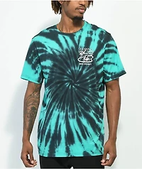 RVCA Pool Service Black & Teal Tie Dye T-Shirt