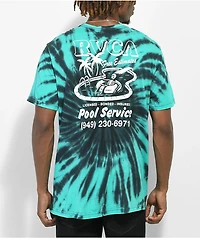 RVCA Pool Service Black & Teal Tie Dye T-Shirt