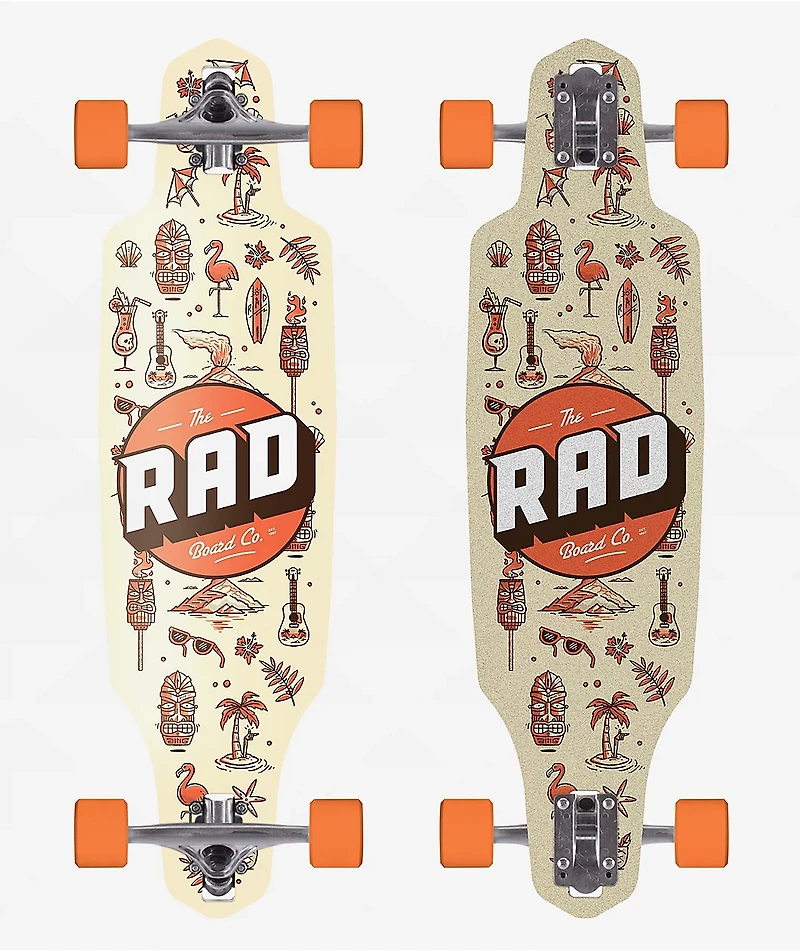 Rad Tiki Wallpaper 36" Drop Through Longboard Complete