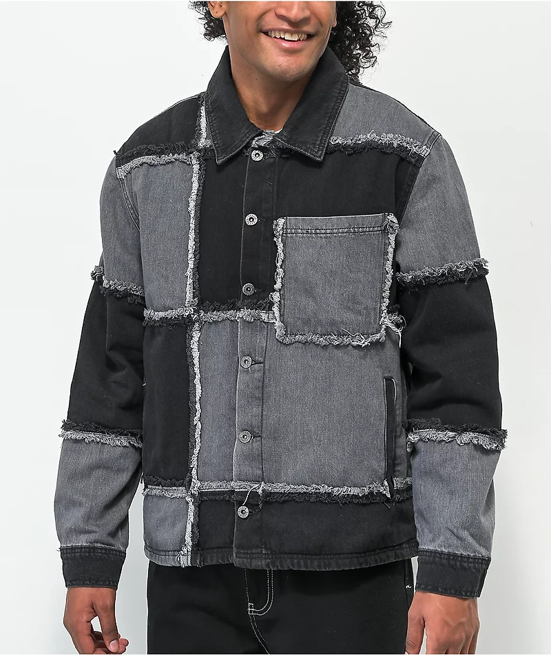 Ragged Priest Black & Grey Patch Denim Jacket