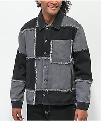 Ragged Priest Black & Grey Patch Denim Jacket