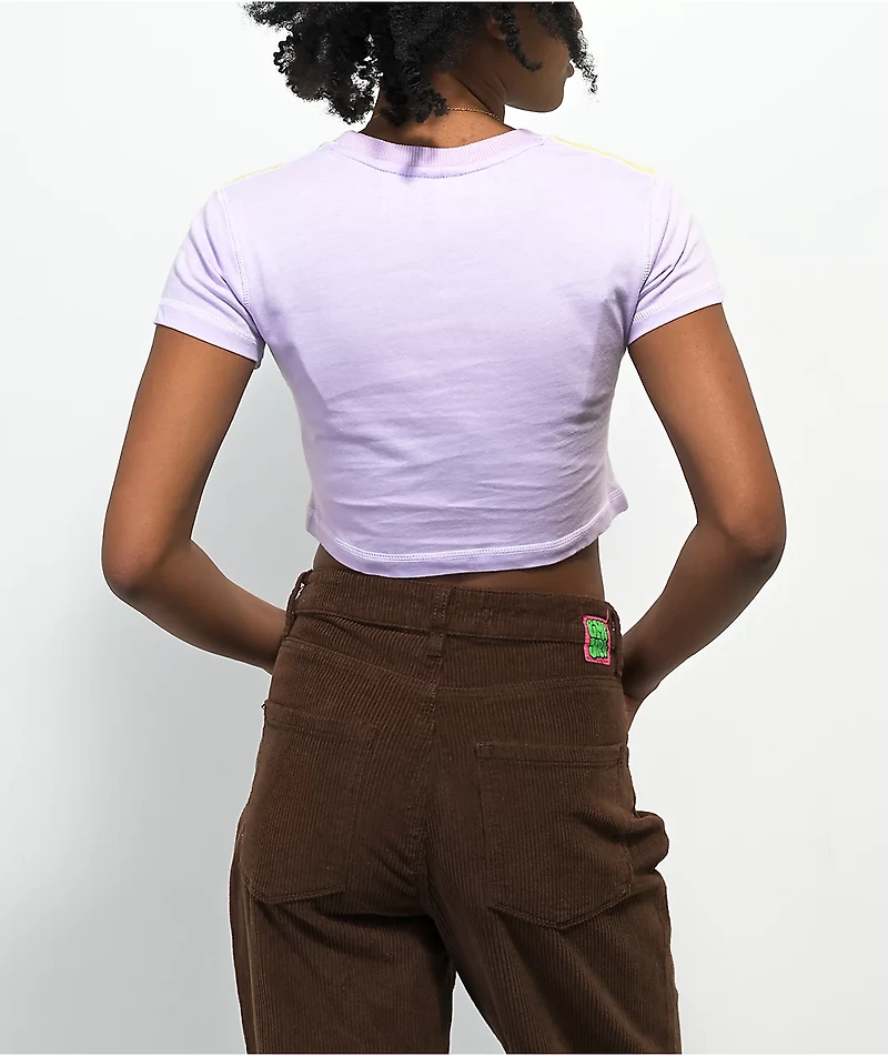 Ragged Priest Checkered Purple & Yellow Crop T-Shirt