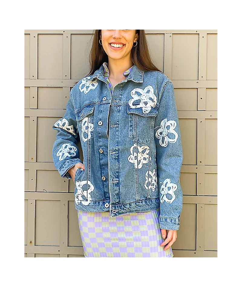 Ragged Priest Dropout Daisy Bleach Blue Denim Jacket