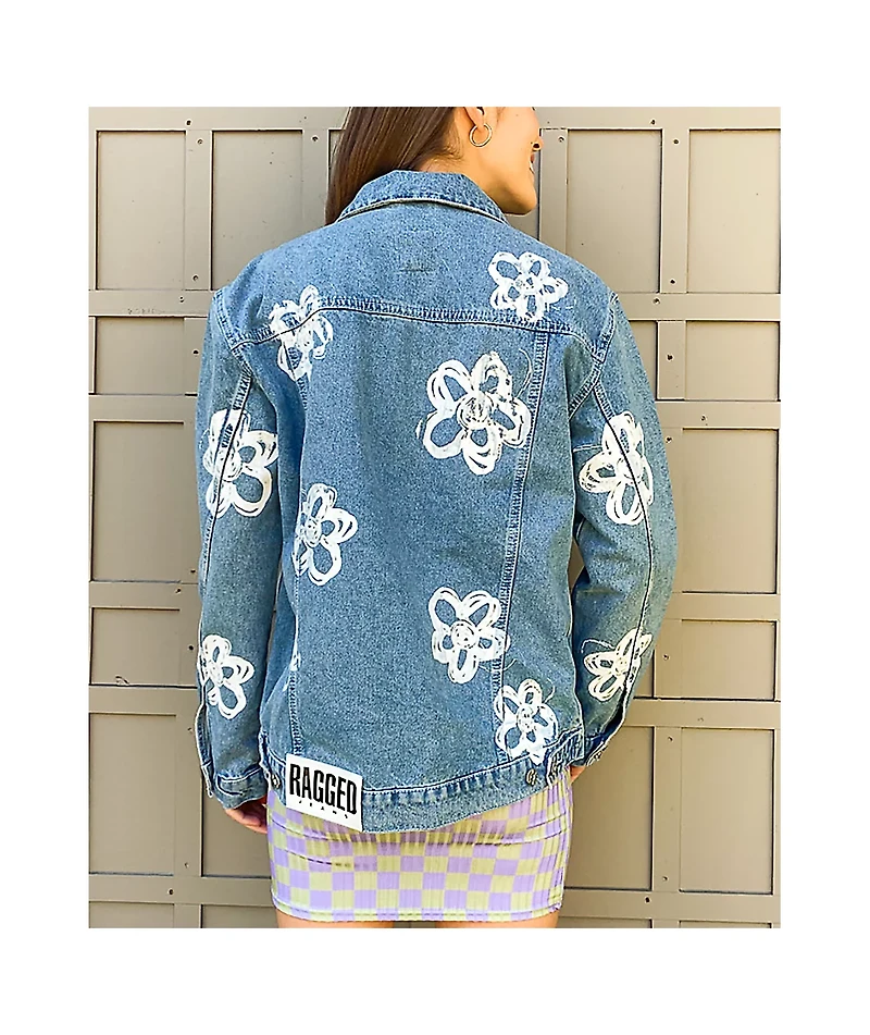 Ragged Priest Dropout Daisy Bleach Blue Denim Jacket