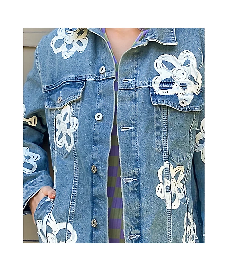 Ragged Priest Dropout Daisy Bleach Blue Denim Jacket