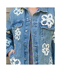 Ragged Priest Dropout Daisy Bleach Blue Denim Jacket