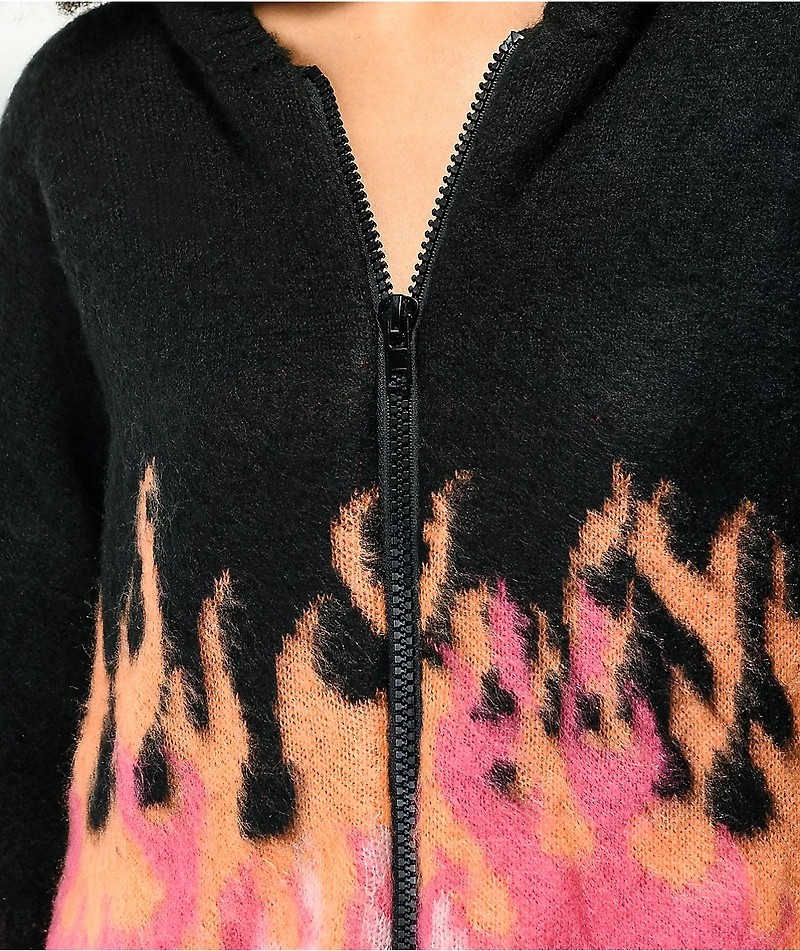 Ragged Priest Enlightened Black & Pink Hooded Zip Sweater