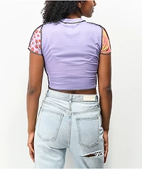 Ragged Priest Neato Panel Pattern Purple Crop Top
