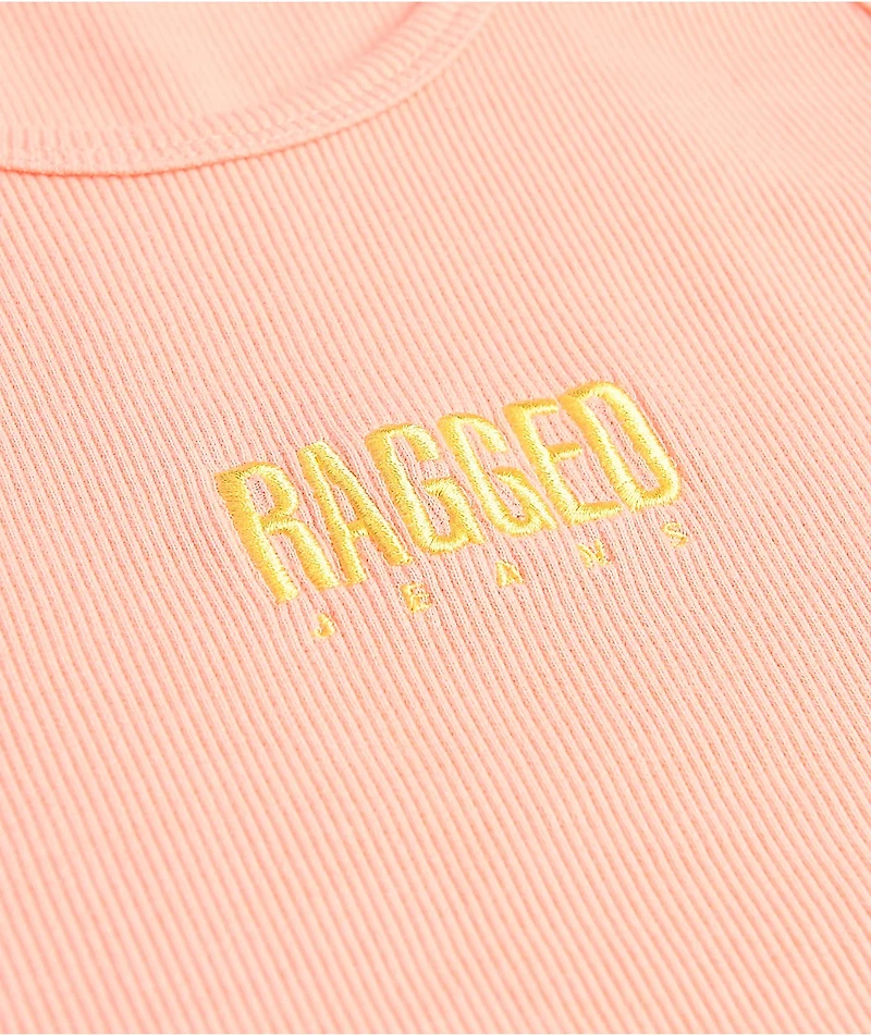 Ragged Priest Pink Ribbed Racerback Tank Top