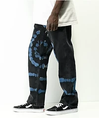 Ragged Priest Pixel Black Blue Dye Loose Fit Jeans