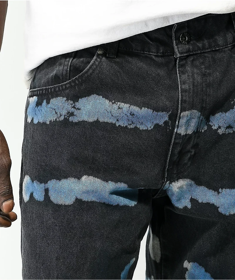 Ragged Priest Pixel Black Blue Dye Loose Fit Jeans