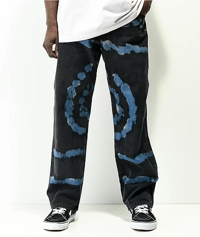 Ragged Priest Pixel Black Blue Dye Loose Fit Jeans