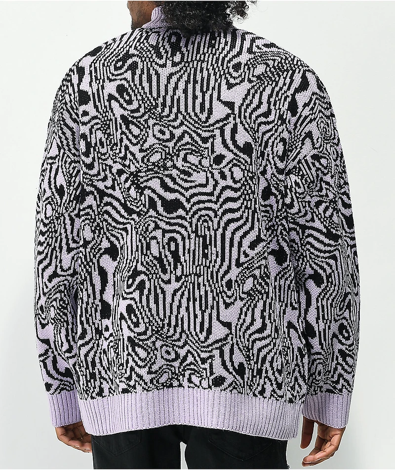 Ragged Priest Spacey Pink & Black Half-Zip Sweater