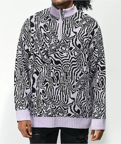 Ragged Priest Spacey Pink & Black Half-Zip Sweater