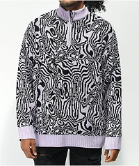 Ragged Priest Spacey Pink & Black Half-Zip Sweater