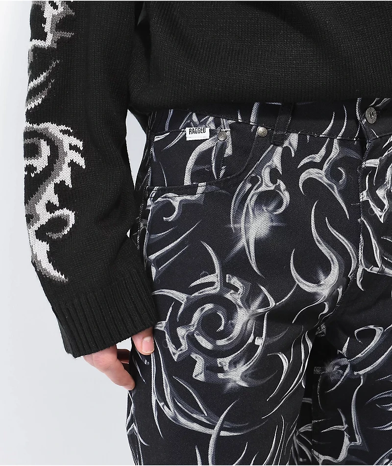 Ragged Priest Tribal Print Black Jeans