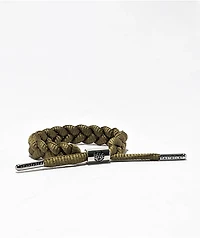 Rastaclat Onyx Silver & Olive Green Braided Bracelet