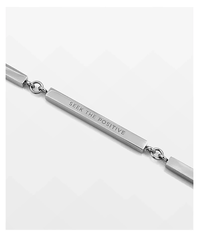 Rastaclat Seek The Positive Silver Bar Link Bracelet
