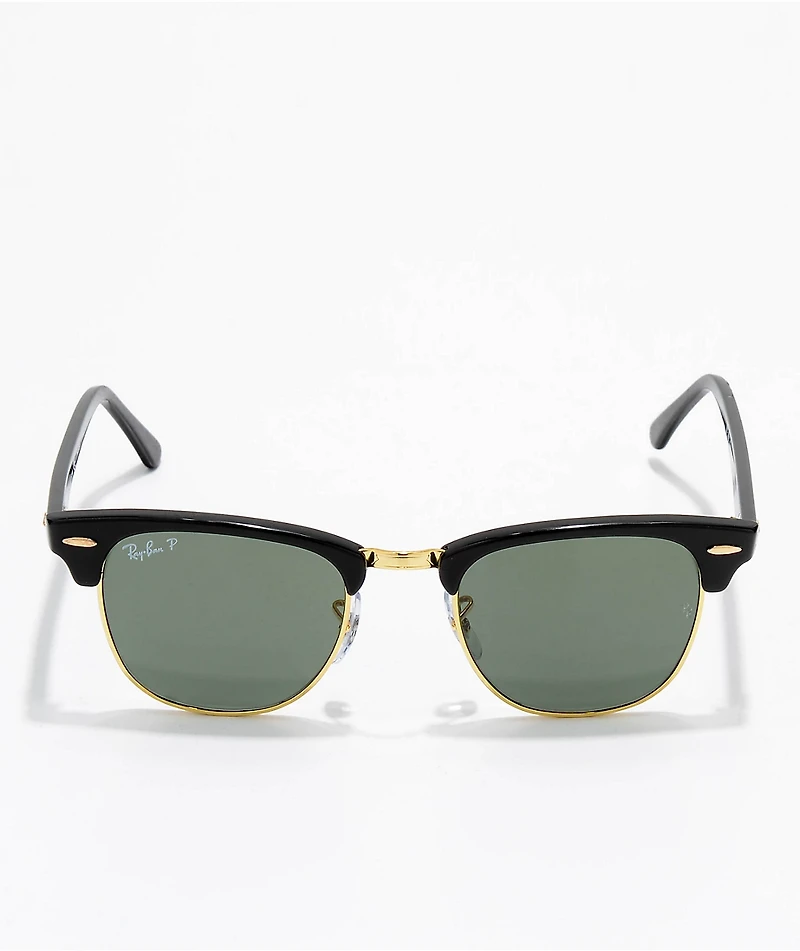 Ray-Ban Clubmaster Black & Gold Polarized Sunglasses