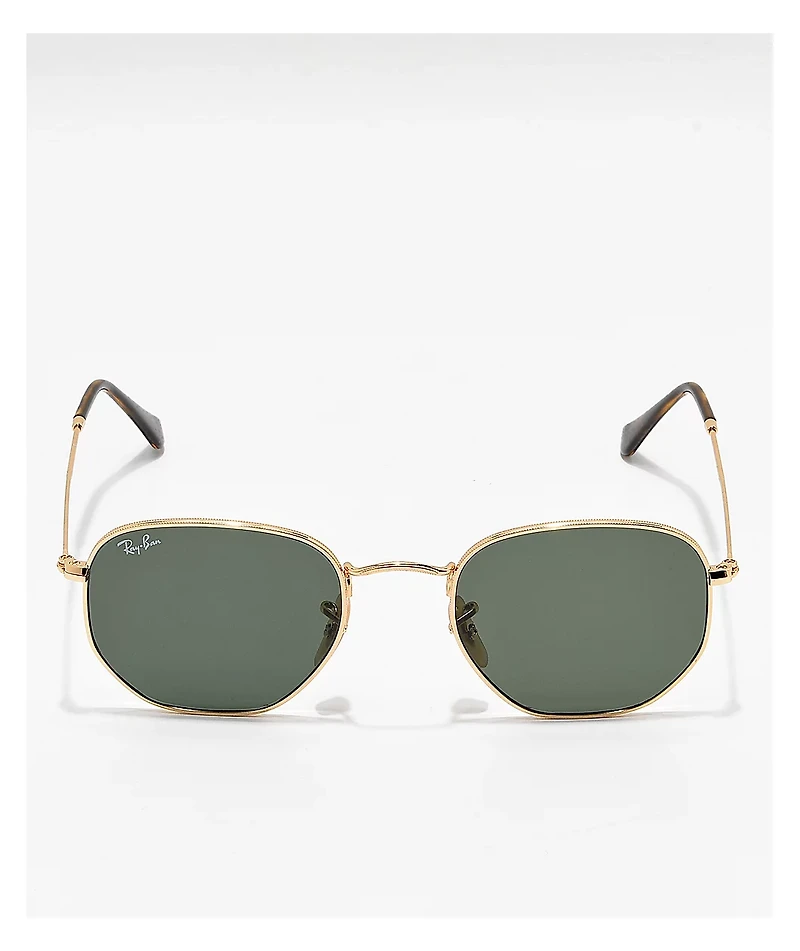 Ray-Ban Hexagonal Gold & Green Sunglasses