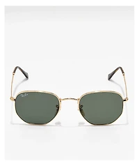 Ray-Ban Hexagonal Gold & Green Sunglasses