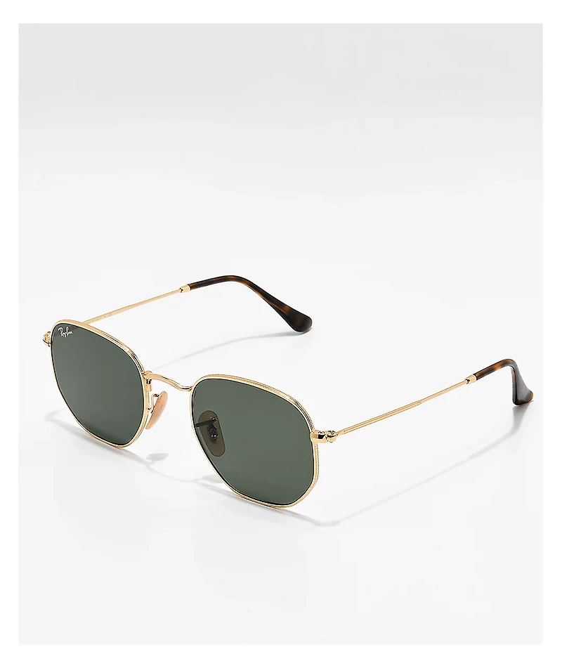 Ray-Ban Hexagonal Gold & Green Sunglasses